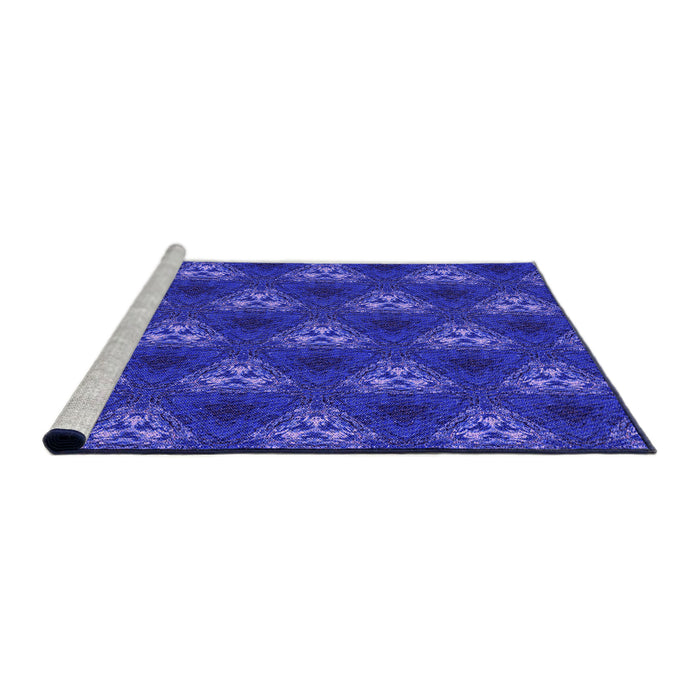 Sideview of Machine Washable Transitional Bright Blue Rug, wshpat356pur