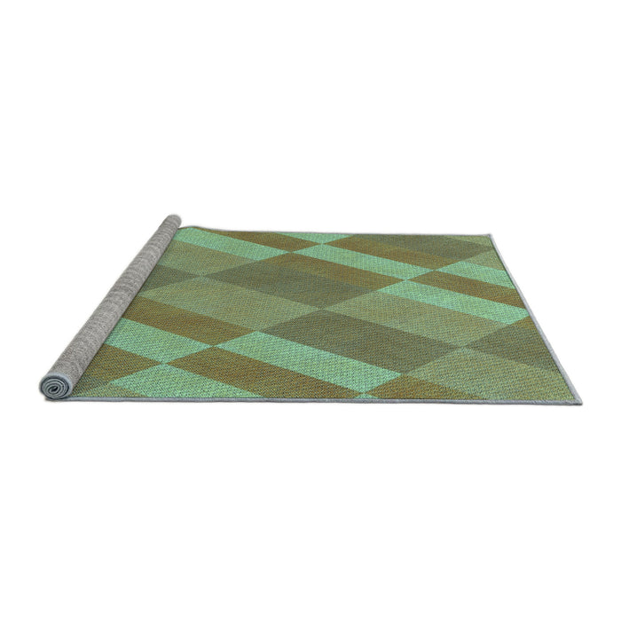 Sideview of Machine Washable Transitional Pastel Green Rug, wshpat3560lblu