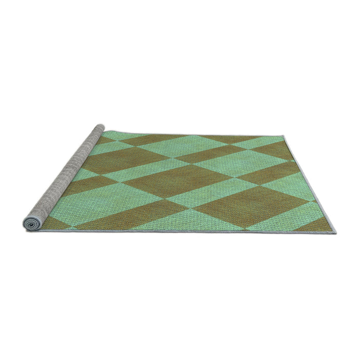 Sideview of Machine Washable Transitional Green Rug, wshpat3561lblu