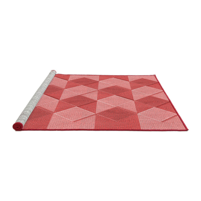 Sideview of Machine Washable Transitional Ruby Red Rug, wshpat3562rd