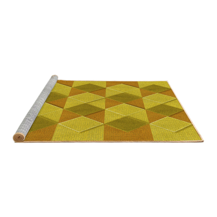 Sideview of Machine Washable Transitional Deep Yellow Rug, wshpat3562yw