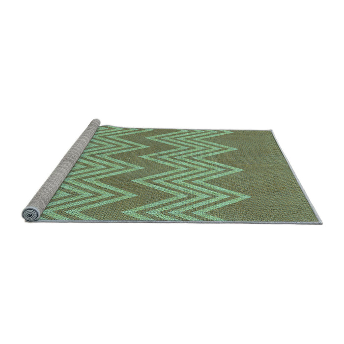 Sideview of Machine Washable Transitional Fern Green Rug, wshpat3563lblu