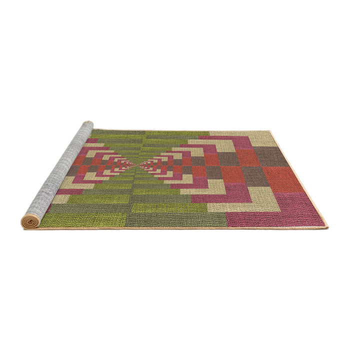 Sideview of Machine Washable Transitional Chestnut Red Rug, wshpat3564brn