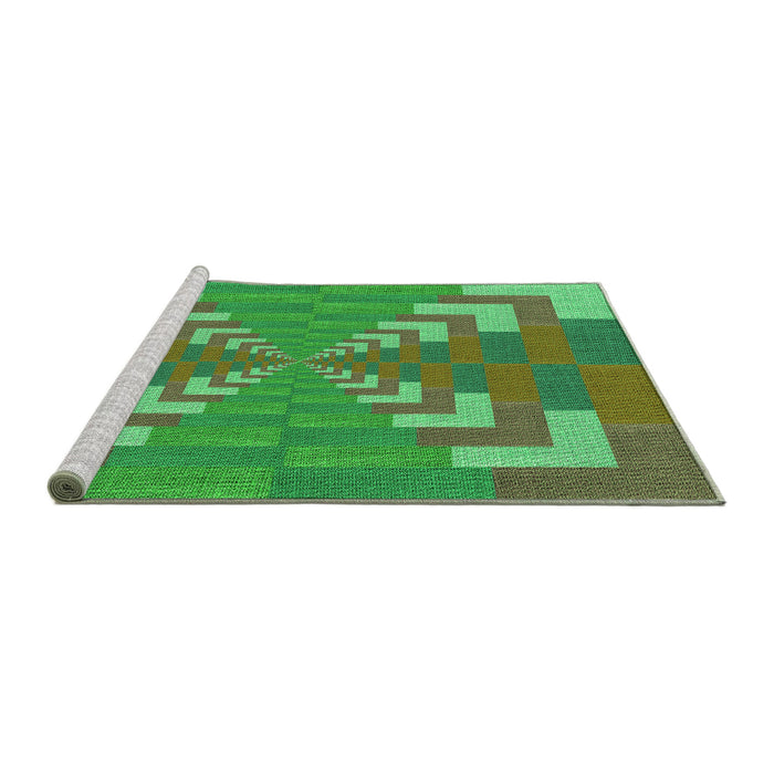 Sideview of Machine Washable Transitional Seaweed Green Rug, wshpat3564grn