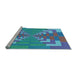 Sideview of Machine Washable Transitional Bright Turquoise Blue Rug, wshpat3564lblu