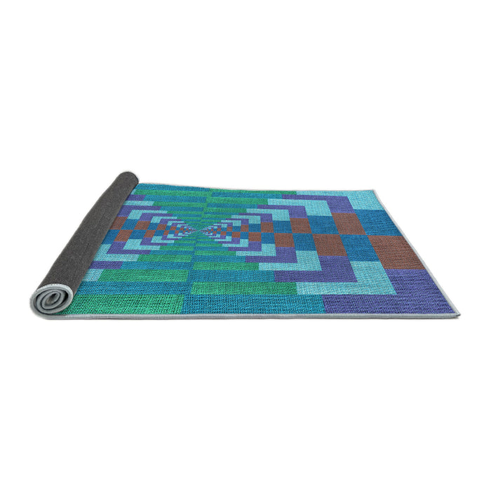 Thickness of Patterned Bright Turquoise Blue Rug, pat3564lblu