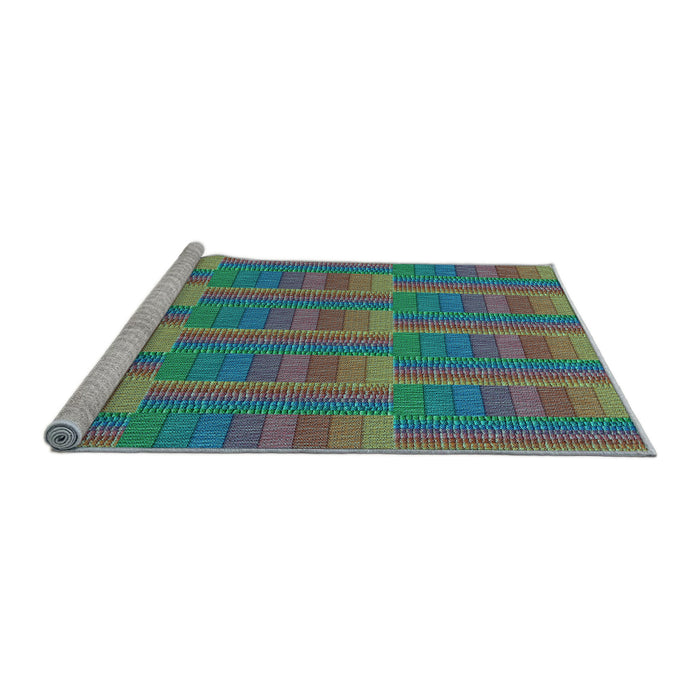 Sideview of Machine Washable Transitional Mint Green Rug, wshpat3565lblu