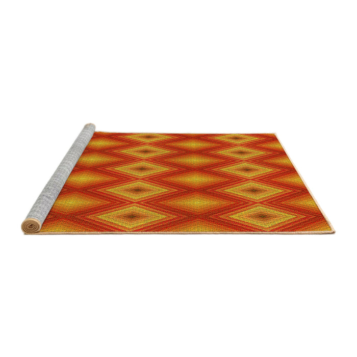 Sideview of Machine Washable Transitional Neon Orange Rug, wshpat3566yw