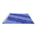 Sideview of Machine Washable Transitional Sky Blue Rug, wshpat3568blu