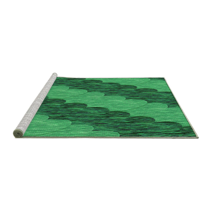 Sideview of Machine Washable Transitional Forest Green Rug, wshpat3568grn