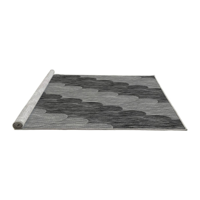 Sideview of Machine Washable Transitional Gunmetal Gray Rug, wshpat3568gry
