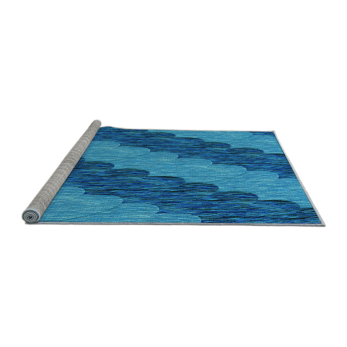 Sideview of Machine Washable Transitional Blue Rug, wshpat3568lblu
