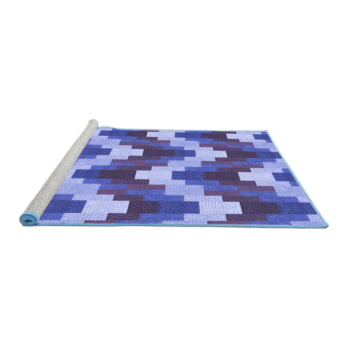 Sideview of Machine Washable Transitional Deep Periwinkle Purple Rug, wshpat3569blu