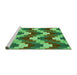 Sideview of Machine Washable Transitional Seaweed Green Rug, wshpat3569grn