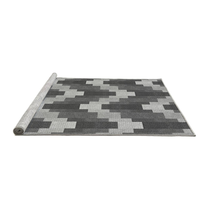 Sideview of Machine Washable Transitional Dark Gray Rug, wshpat3569gry