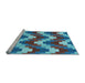 Sideview of Machine Washable Transitional Bright Turquoise Blue Rug, wshpat3569lblu