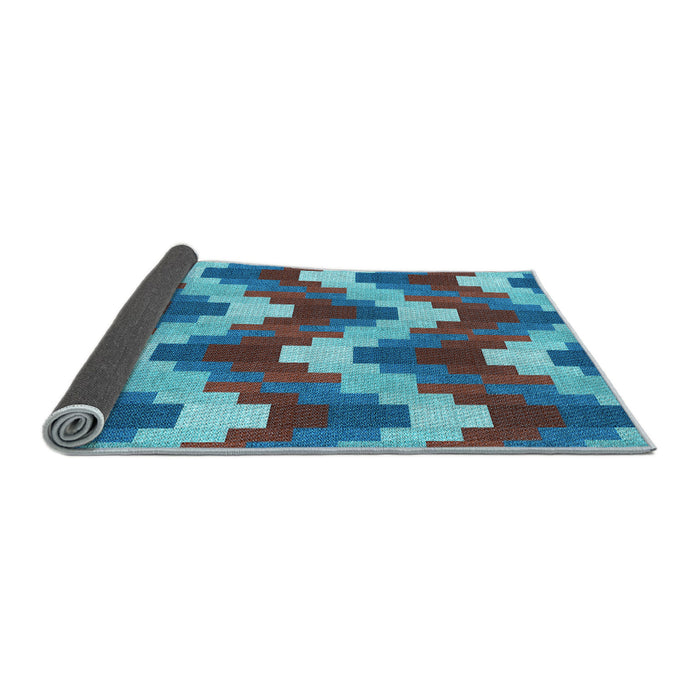 Thickness of Patterned Bright Turquoise Blue Rug, pat3569lblu