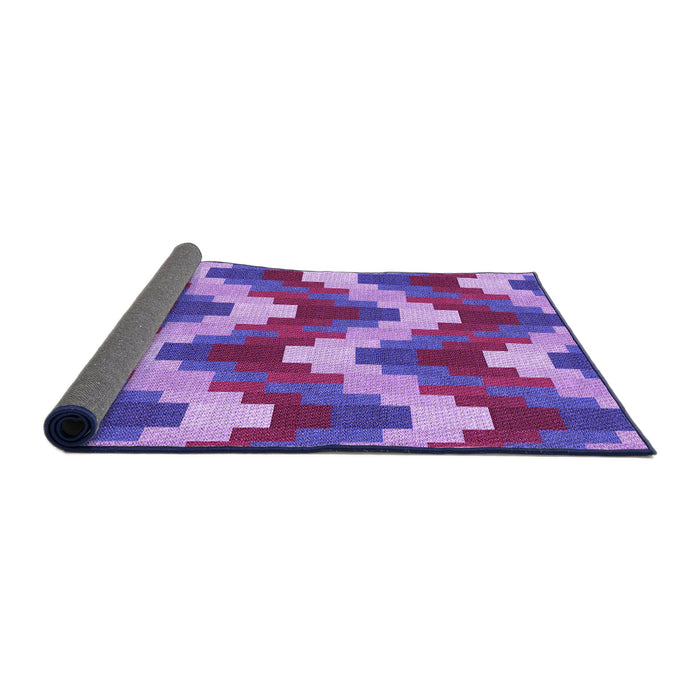 Thickness of Patterned Dark Magenta Purple Rug, pat3569pur
