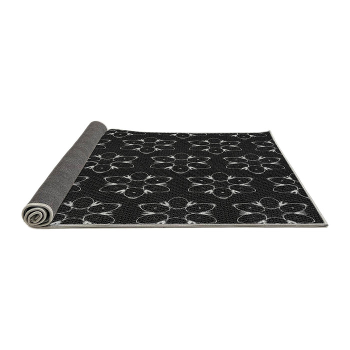 Thickness of Patterned Black Rug, pat357gry
