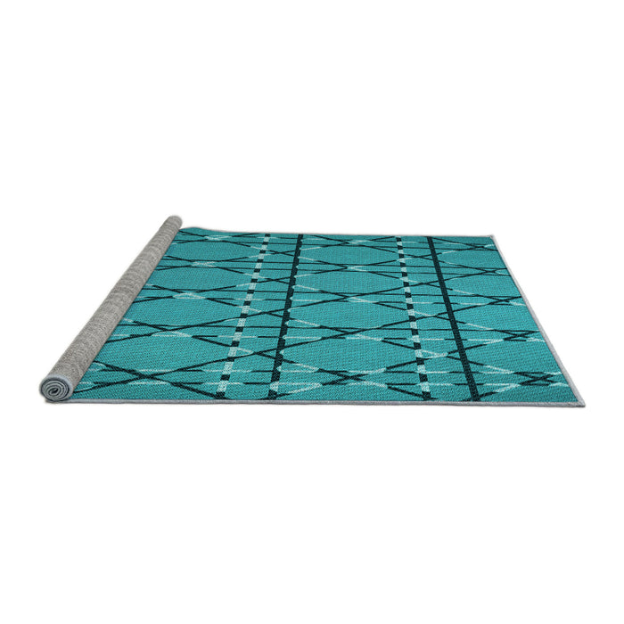 Sideview of Machine Washable Transitional Dark Cyan Green Rug, wshpat3570lblu