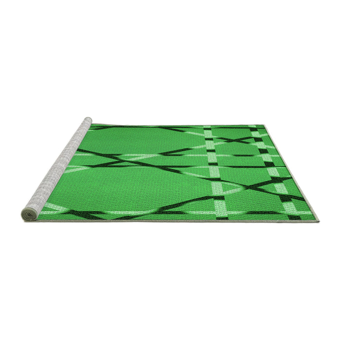Sideview of Machine Washable Transitional Green Rug, wshpat3571grn