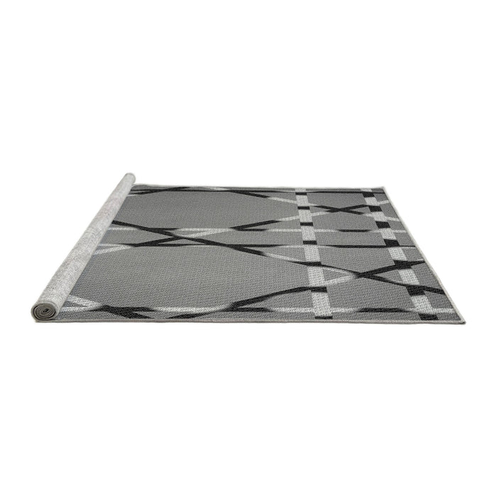 Sideview of Machine Washable Transitional Grey Gray Rug, wshpat3571gry