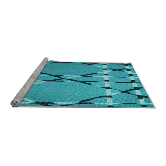 Sideview of Machine Washable Transitional Dark Cyan Green Rug, wshpat3571lblu