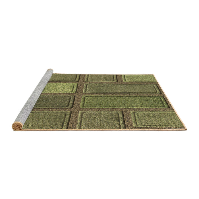 Sideview of Machine Washable Transitional Brass Green Rug, wshpat3572brn