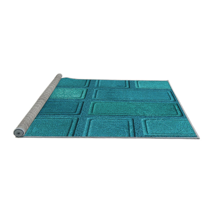 Sideview of Machine Washable Transitional Blue Rug, wshpat3572lblu