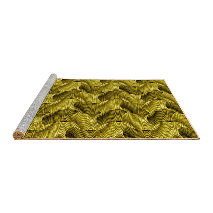 Sideview of Machine Washable Transitional Yellow Rug, wshpat3573yw