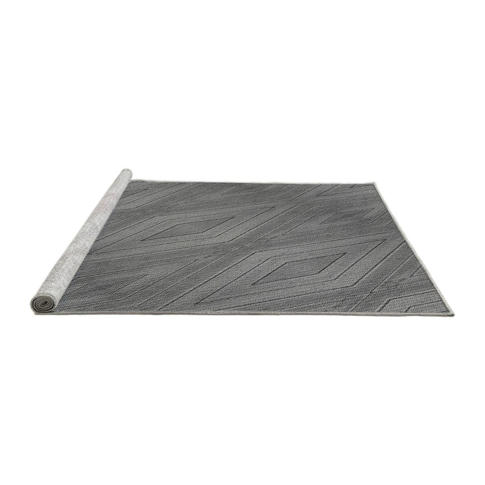Sideview of Machine Washable Transitional Carbon Gray Rug, wshpat3574gry