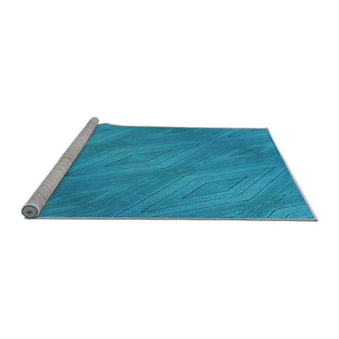 Sideview of Machine Washable Transitional Blue Rug, wshpat3574lblu