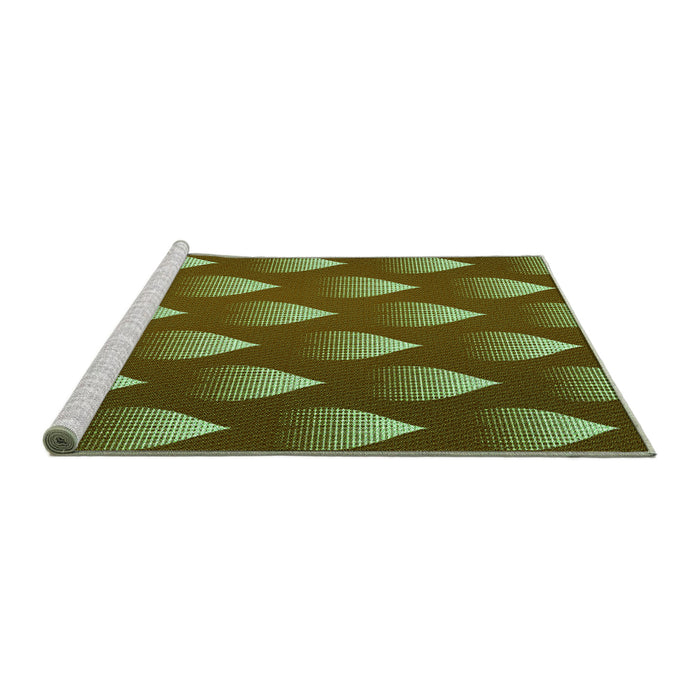 Sideview of Machine Washable Transitional Green Rug, wshpat3576grn