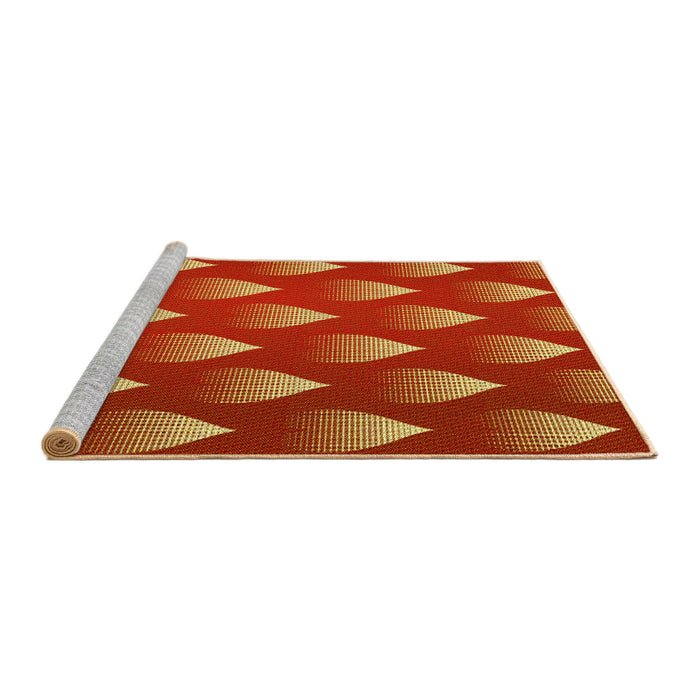 Sideview of Machine Washable Transitional Neon Orange Rug, wshpat3576yw