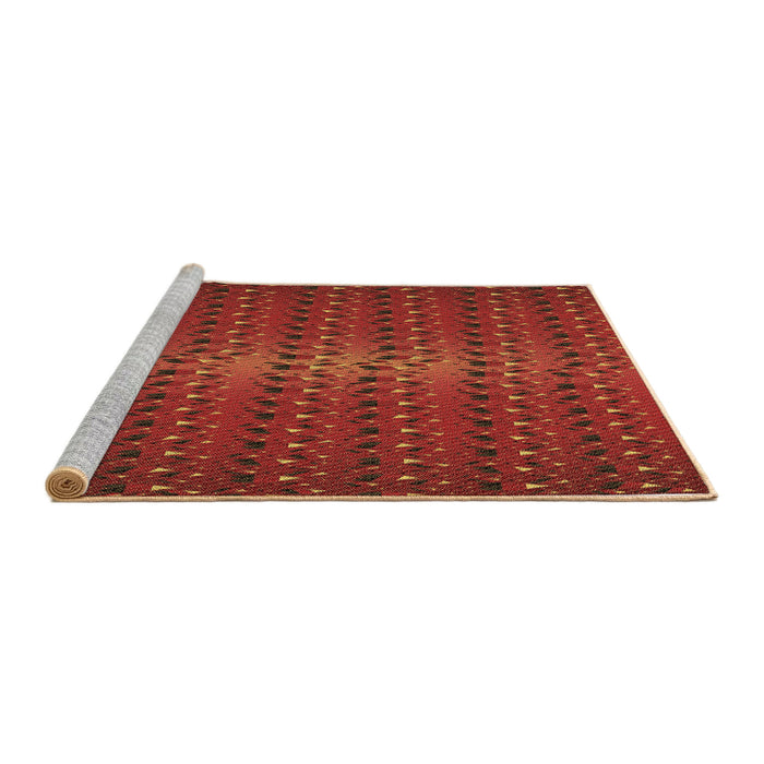 Sideview of Machine Washable Transitional Mahogany Brown Rug, wshpat3577brn
