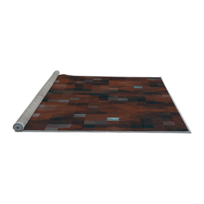 Sideview of Machine Washable Transitional Coffee Brown Rug, wshpat3578lblu