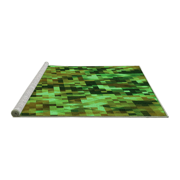 Sideview of Machine Washable Transitional Dark Forest Green Rug, wshpat3579grn