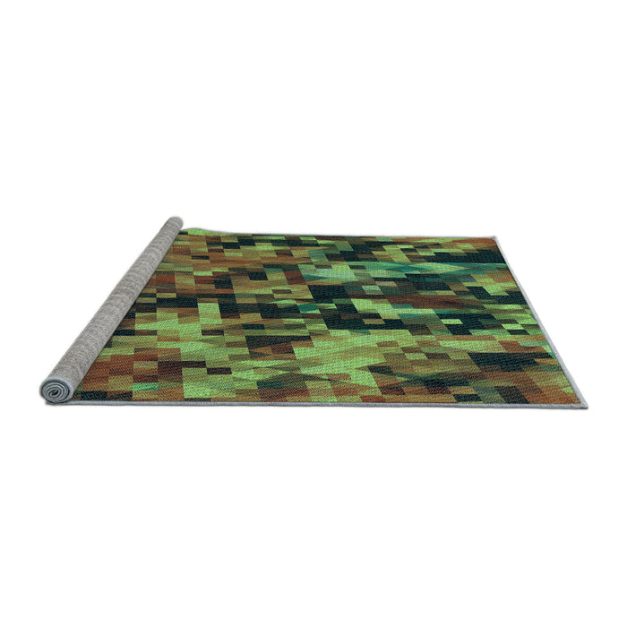 Sideview of Machine Washable Transitional Green Rug, wshpat3579lblu