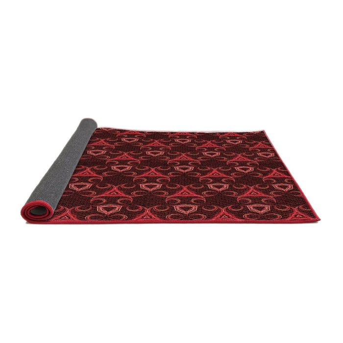 Thickness of Patterned Maroon Red Rug, pat358rd