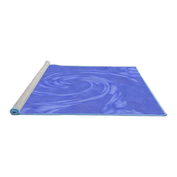 Sideview of Machine Washable Transitional Sky Blue Rug, wshpat3580blu