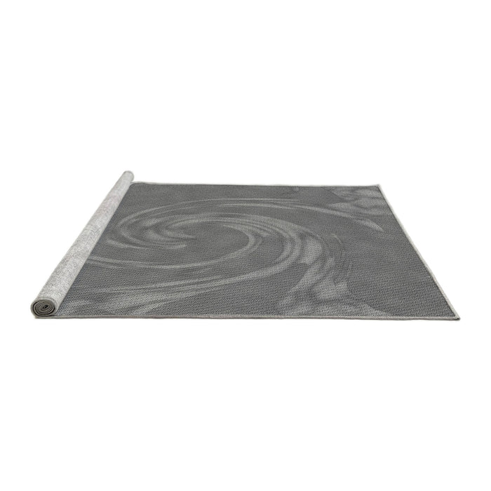 Sideview of Machine Washable Transitional Ash Gray Rug, wshpat3580gry