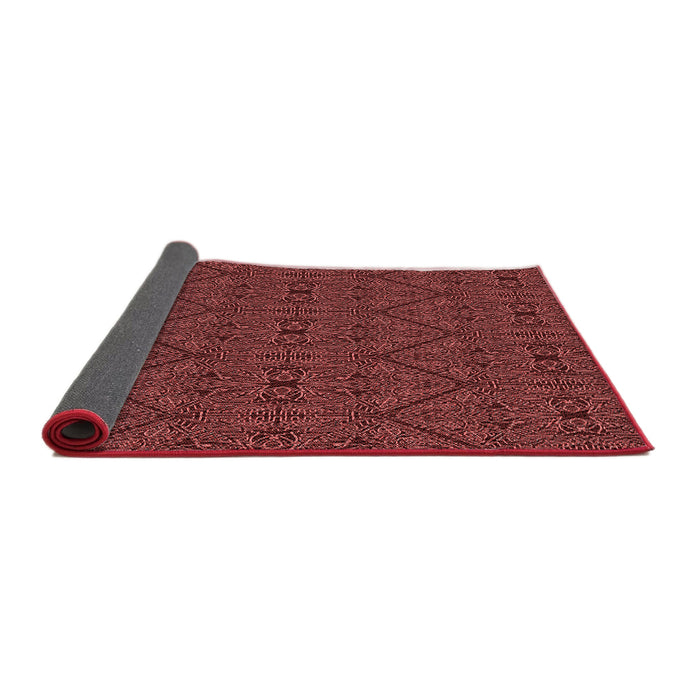 Thickness of Patterned Maroon Red Rug, pat3581rd