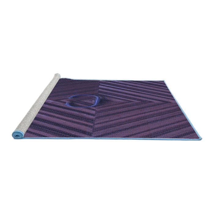 Sideview of Machine Washable Transitional Deep Periwinkle Purple Rug, wshpat3582blu