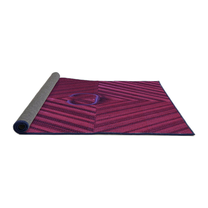 Thickness of Patterned Medium Violet Red Pink Rug, pat3582pur
