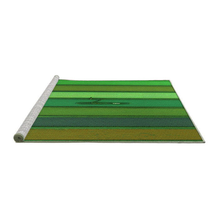Sideview of Machine Washable Transitional Neon Green Rug, wshpat3583grn