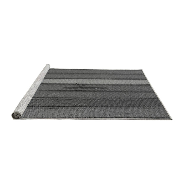 Sideview of Machine Washable Transitional Gray Rug, wshpat3583gry