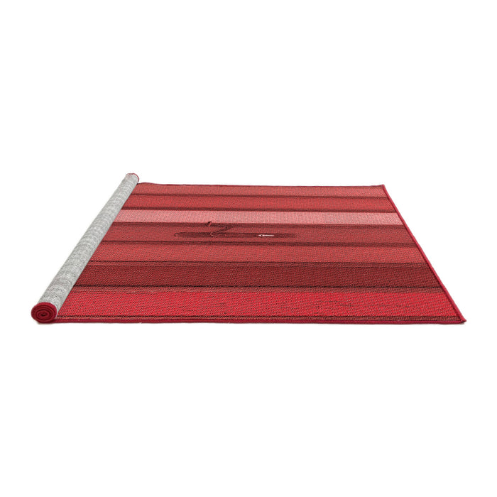 Sideview of Machine Washable Transitional Red Rug, wshpat3583rd