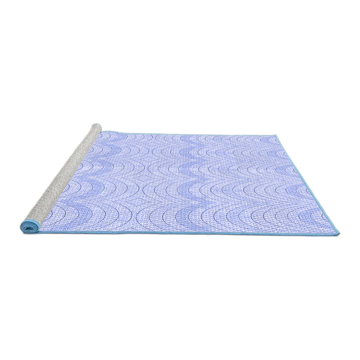 Sideview of Machine Washable Transitional Blue Rug, wshpat3584blu