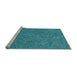 Sideview of Machine Washable Transitional Teal Green Rug, wshpat3585lblu