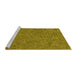 Sideview of Machine Washable Transitional Yellow Rug, wshpat3585yw